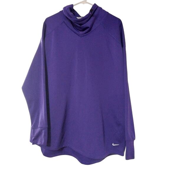 Nike Tops - Nike Womens Dri Fit Nike Running Cowl Neck Purple Long Sleeve Top Shirt Size XL